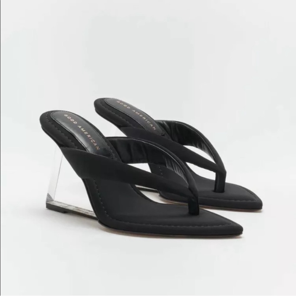GOOD AMERICAN Cinder f*ckin rella Thong Sandals size 7 black
